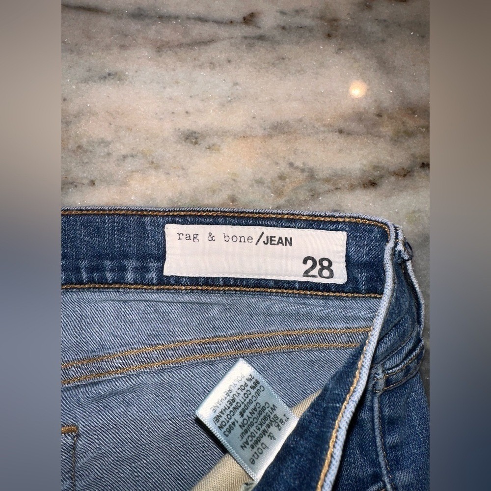 Rag & Bone Size 28 Dre Style Distressed Blue Women's Straight Leg Jeans - Picture 9 of 14